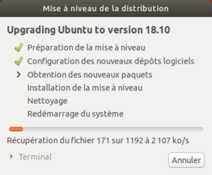 Mise à niveau vers Ubuntu 18.10 - mise à niveau du système