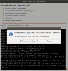 Mise à niveau vers Ubuntu 18.10 - Fin