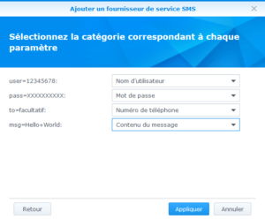Synology - Ajout fournisseur service SMS 2