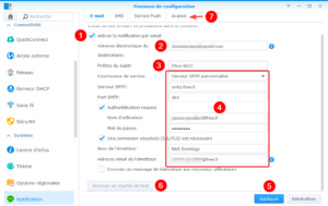 Synology - Notification mail SMTP personnalisé