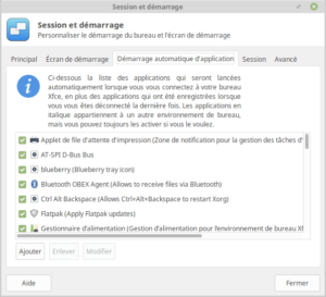 Démarrage automatique d'application dans Linux Mint XFCE