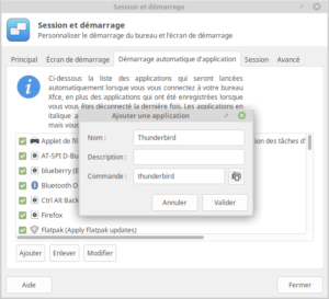 Ajout d'une application au démarrage de Linux Mint XFCE