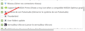 Application au démarrage de Linux Mint XFCE désactivée