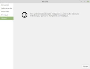 Résumé - Fin mise à jour vers Linux Mint 19.1