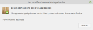 Les modifications ont été appliquées