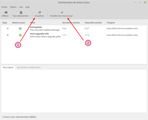 Gestionnaire de mises à jour Linux Mint 19