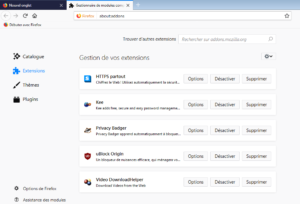 Nouvelle présentation du gestionnaire de modules dans Firefox 64