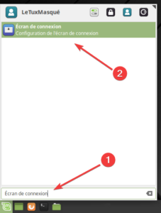 Accès Fenêtre de connexion dans menu XFCE