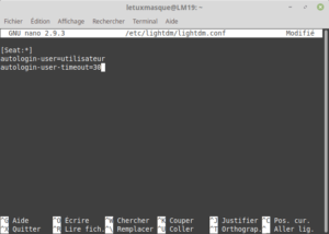 fichier lightdm .conf avec auto-login activé avec un delai