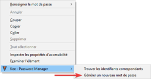 Générer mot de passe avec KeePass depuis menu contextuel de Firefox