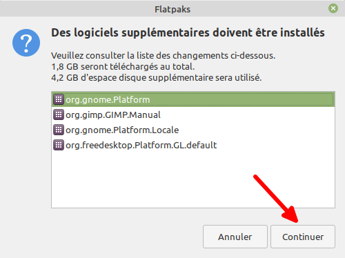 Linux Mint - dépendances Flatpak Gimp