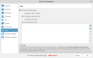 VirtualBox 6 USB 2 et 3 non supporté