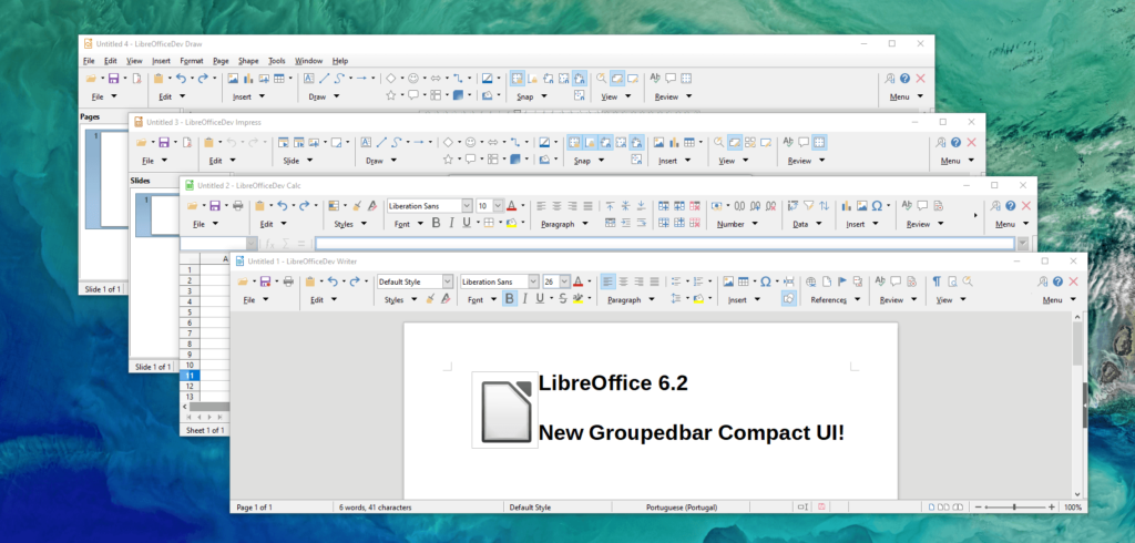 LibreOffice 6.2 - Méta-barre Barre groupée compacte