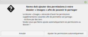 Ajout permissions pour partage