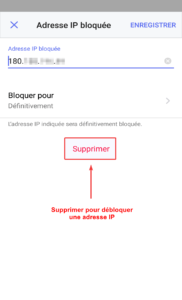 Débloquer une adresse ip