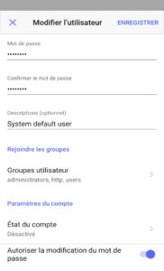 Modifier un utilisateur Synology