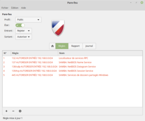 Partage réseau dans Linux Mint - Règles pour samba dans le Pare-feu