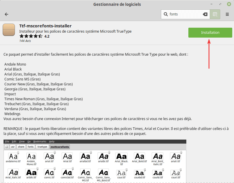 Installation de polices de caractères depuis les dépôts via le gestionnaire de logiciels de Linux Mint