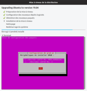 Mise à niveau vers Ubuntu 19.04 - Configuration GRUB - Paramètrage