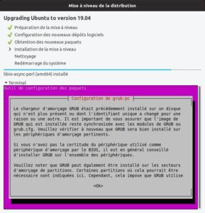 Mise à niveau vers Ubuntu 19.04 - Configuration GRUB