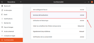 Options confidentialité dans Ubuntu 19.04