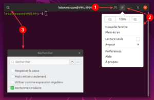 Fenêtre terminal dans Ubuntu 19.04