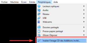 Insérer CD additions invités VirtualBox