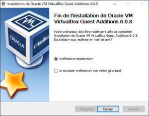 Fin installation additions invité virtualbox