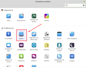 Paramètres système - applets