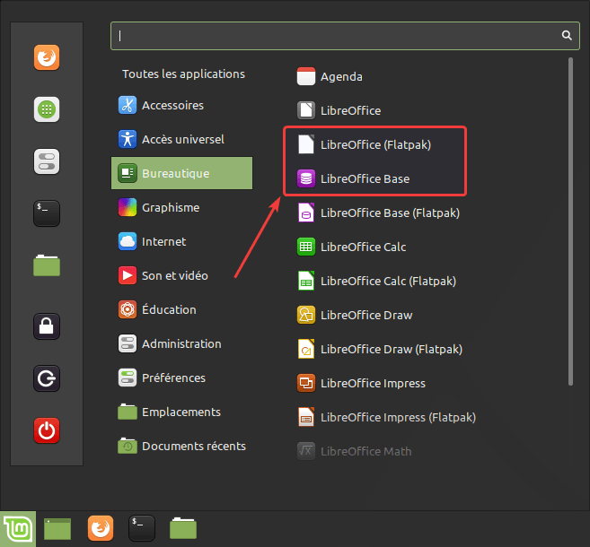 Lanceur d'application Flatpak identifier dans Linux Mint 19.2