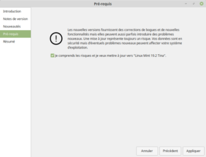 Pré-requis pour mettre à niveau vers Linux Mint 19.2