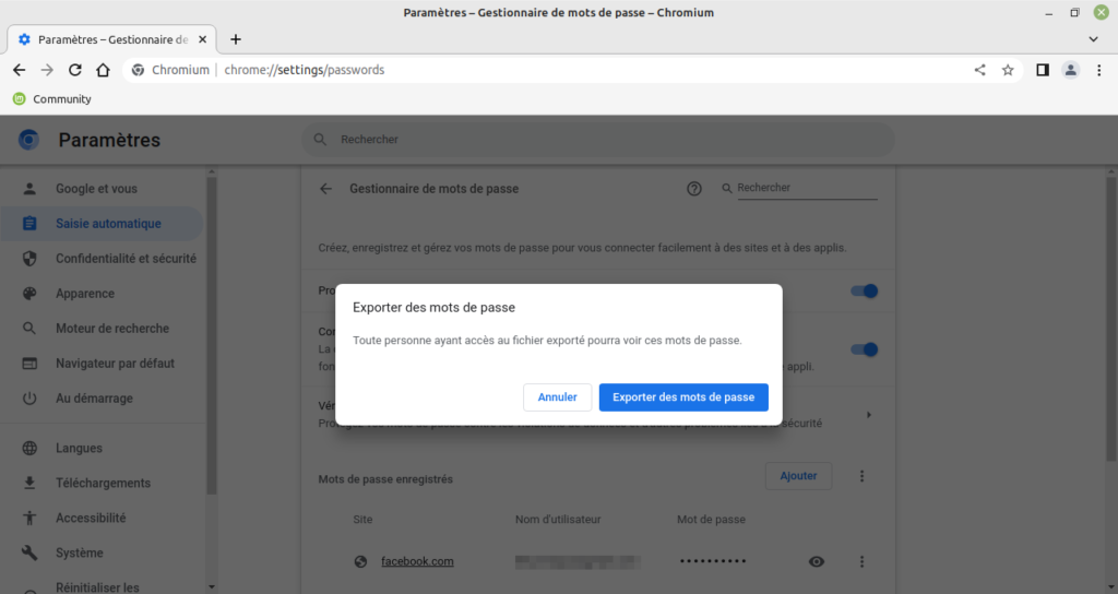 Exporter mots de passe Google Chrome dans un fichier CSV - 3