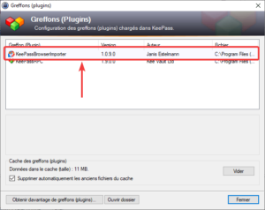 KeepassBrowserImporter dans les greffons de KeePass