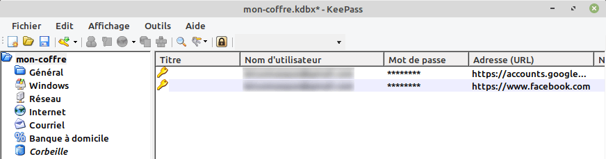 Mots de passe de Firefox importés dans keepass avec FF Password Exporter
