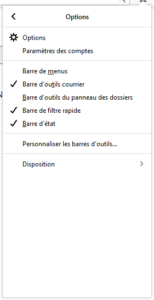 sous menu d'application