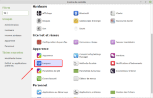 Langues dans Centre de contrôle de Linux Mint Mate