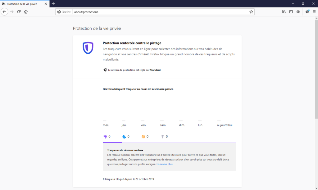 Rapports de protections dans Firefox