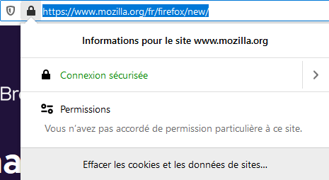 Informations site dans Firefox 70