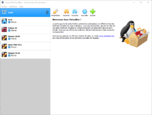 Accueil VirtualBox