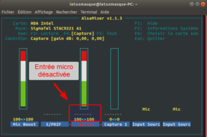 Alsamixer - Capture - Micro desactivé