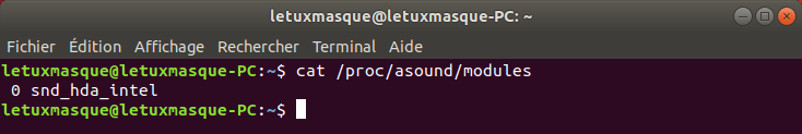 Commande Linux pour connaitre le pilote utilisé par la carte son