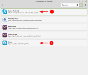 Skype dans le gestionnaire de logiciels Linux Mint