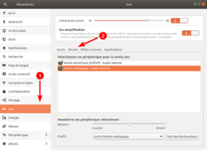 Ubuntu - Accès aux paramètres son