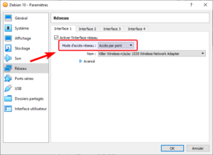 Virtualbox - Mode accès réseau - Accès par pont