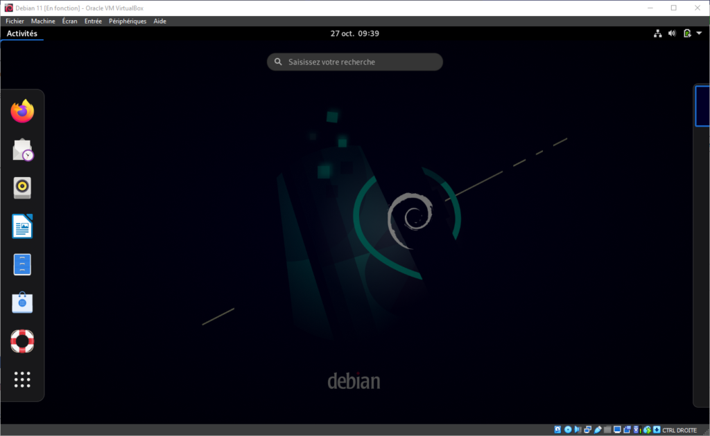 Debian installé dans VirtualBox