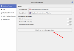 dépôts miroirs par défaut Linux Mint