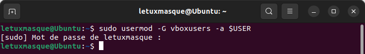 Ubuntu - ajout utilisateur au groupe vboxusers