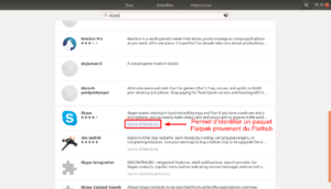 Skype au format flatpak dans gestionnaire de logiciels