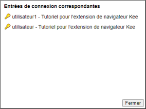 Fenêtre pour choisir l'identifiant à utiliser pour s'authentifier