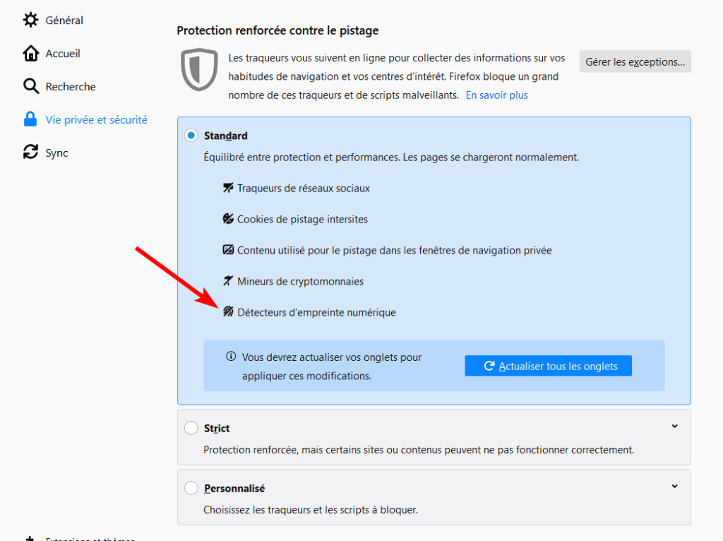 Blocage Fingerprinting